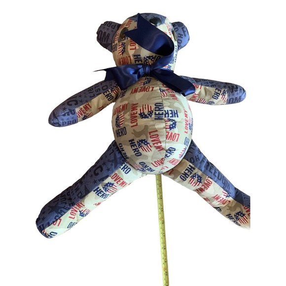 Love My Hero Veterans Plush Teddy Bear 18” Handmade By A VITAS Volunteer - Picture 5 of 8